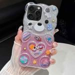 For iPhone 15 Pro Bear Shaped Painted TPU Phone Case(Space)