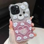 For iPhone 15 Plus Bear Shaped Painted TPU Phone Case(Cloud)