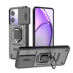 For OPPO A3X 5G Sliding Camshield TPU + PC Shockproof Phone Case with Holder(Black)