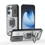For OPPO Reno13 5G Global Sliding Camshield TPU + PC Shockproof Phone Case with Holder(Grey)