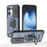 For OPPO Reno13 5G Global Sliding Camshield TPU + PC Shockproof Phone Case with Holder(Blue)