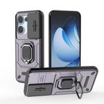 For OPPO Reno13 5G Global Sliding Camshield TPU + PC Shockproof Phone Case with Holder(Purple)