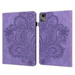 For Lenovo Tab M11 / Xiaoxin Pad 11 2024 Peacock Embossed Pattern Leather Tablet Case(Purple)