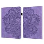 For Amazon Kindle Paperwhite 5 2021 Peacock Embossed Pattern Leather Tablet Case(Purple)