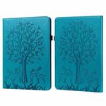 For Amazon Kindle Paperwhite 5 2021 Tree & Deer Embossed Leather Tablet Case(Blue)