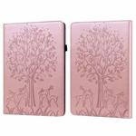 For Amazon Kindle Paperwhite 5 2021 Tree & Deer Embossed Leather Tablet Case(Pink)