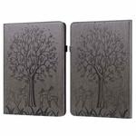 For Amazon Kindle Paperwhite 5 2021 Tree & Deer Embossed Leather Tablet Case(Grey)