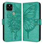 For Google Pixel 5 Embossed Butterfly Leather Phone Case(Green)