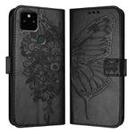 For Google Pixel 5a 5G Embossed Butterfly Leather Phone Case(Black)