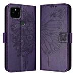 For Google Pixel 5a 5G Embossed Butterfly Leather Phone Case(Dark Purple)