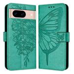 For Google Pixel 8a Embossed Butterfly Leather Phone Case(Green)