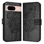 For Google Pixel 8a Embossed Butterfly Leather Phone Case(Black)