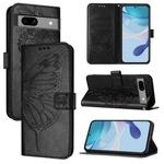 For Google Pixel 7a Embossed Butterfly Leather Phone Case(Black)