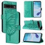 For Google Pixel 7 Pro Embossed Butterfly Leather Phone Case(Green)