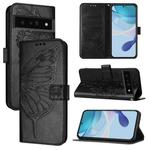 For Google Pixel 6 Pro Embossed Butterfly Leather Phone Case(Black)