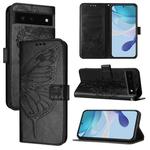 For Google Pixel 6 Embossed Butterfly Leather Phone Case(Black)