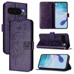For Google Pixel 10 / 10 Pro+ Embossed Butterfly Leather Phone Case(Dark Purple)