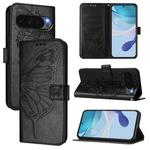 For Google Pixel 10 Pro XL Embossed Butterfly Leather Phone Case(Black)