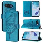 For Google Pixel 9a Embossed Butterfly Leather Phone Case(Blue)