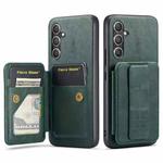 For Samsung Galaxy S24+ 5G Fierre Shann Oil Wax Cow Leather Card Holder Back Phone Case(Green)