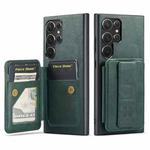 For Samsung Galaxy S23 Ultra 5G Fierre Shann Oil Wax Cow Leather Card Holder Back Phone Case(Green)