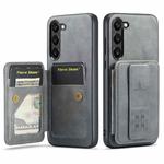 For Samsung Galaxy S23+ 5G Fierre Shann Oil Wax Cow Leather Card Holder Back Phone Case(Grey)