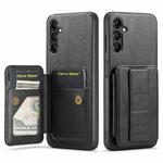For Samsung Galaxy A13 5G Fierre Shann Oil Wax Cow Leather Card Holder Back Phone Case(Black)