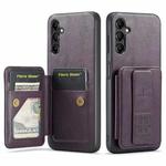 For Samsung Galaxy A13 5G Fierre Shann Oil Wax Cow Leather Card Holder Back Phone Case(Purple)