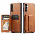 For Samsung Galaxy A13 5G Fierre Shann Oil Wax Cow Leather Card Holder Back Phone Case(Brown)