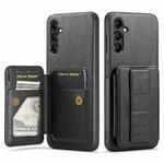 For Samsung Galaxy A14 5G Fierre Shann Oil Wax Cow Leather Card Holder Back Phone Case(Black)