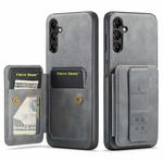 For Samsung Galaxy A14 5G Fierre Shann Oil Wax Cow Leather Card Holder Back Phone Case(Grey)