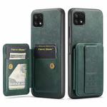 For Samsung Galaxy A22 5G Fierre Shann Oil Wax Cow Leather Card Holder Back Phone Case(Green)