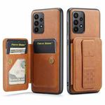 For Samsung Galaxy A23 5G Fierre Shann Oil Wax Cow Leather Card Holder Back Phone Case(Brown)