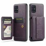 For Samsung Galaxy A51 4G Fierre Shann Oil Wax Cow Leather Card Holder Back Phone Case(Purple)