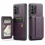 For Samsung Galaxy A52 5G/4G Fierre Shann Oil Wax Cow Leather Card Holder Back Phone Case(Purple)