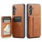 For Samsung Galaxy A54 5G Fierre Shann Oil Wax Cow Leather Card Holder Back Phone Case(Brown)