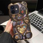 For iPhone 11 Bear Shaped Embossed Electroplated TPU Phone Case(Gold)