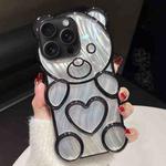 For iPhone 13 Pro Max Bear Shaped Embossed Electroplated Laser TPU Phone Case(Black)