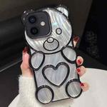 For iPhone 11 Bear Shaped Embossed Electroplated Laser TPU Phone Case(Black)