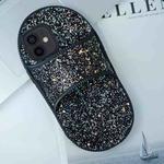 For iPhone 12 Creative Glitter Slipper Design TPU Shockproof Phone Case(Black)
