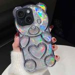 For iPhone 14 Bear Shape Electroplated Laser TPU Phone Case(Blue)