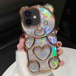 For iPhone 12 Bear Shape Electroplated Laser TPU Phone Case(Gold)