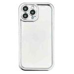 For iPhone 14 Pro Max Electroplated Mirror Straight Edge TPU Phone Case(Silver)
