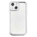 For iPhone 14 Plus Electroplated Mirror Straight Edge TPU Phone Case(Silver)