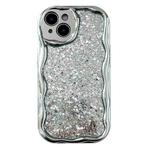 For iPhone 15 Plus Electroplated TPU Wavy Edge Glitter Phone Case(Silver)