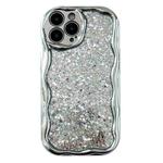 For iPhone 14 Pro Electroplated TPU Wavy Edge Glitter Phone Case(Silver)