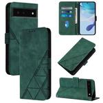 For Google Pixel 6 Crossbody 3D Embossed Flip Leather Phone Case(Dark Green)