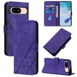 For Google Pixel 8 Crossbody 3D Embossed Flip Leather Phone Case(Purple)