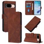 For Google Pixel 8a Crossbody 3D Embossed Flip Leather Phone Case(Brown)