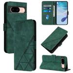 For Google Pixel 8a Crossbody 3D Embossed Flip Leather Phone Case(Dark Green)